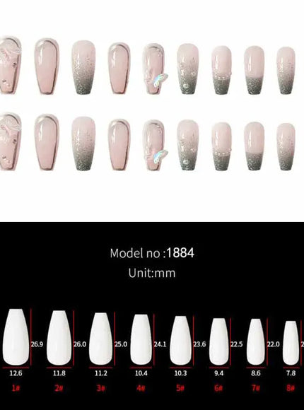 KissICON WHITE KissIcon 24Pcs Pink Rhinestones Press On Nails -