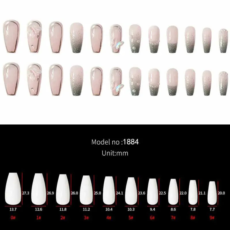 KissICON WHITE KissIcon 24Pcs Pink Rhinestones Press On Nails -
