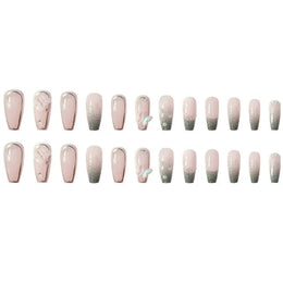 KissICON WHITE KissIcon 24Pcs Pink Rhinestones Press On Nails -