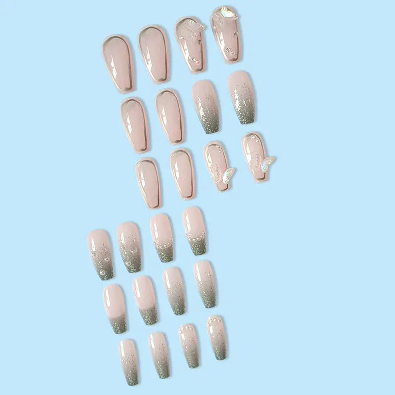 KissICON WHITE KissIcon 24Pcs Pink Rhinestones Press On Nails -