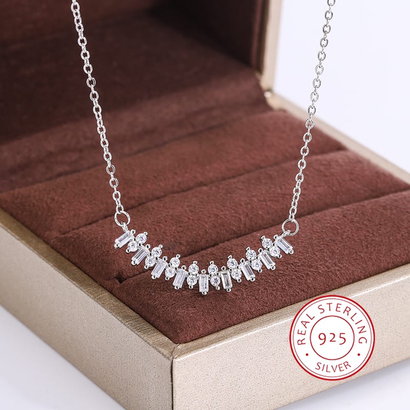 KissICON WHITE KissIcon 925 Silver Zircon Smile Necklace - Elegant Gift