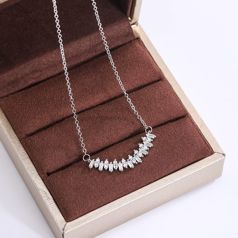 KissICON WHITE KissIcon 925 Silver Zircon Smile Necklace - Elegant Gift