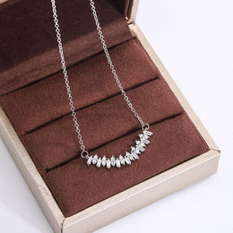 KissICON WHITE KissIcon 925 Silver Zircon Smile Necklace - Elegant Gift
