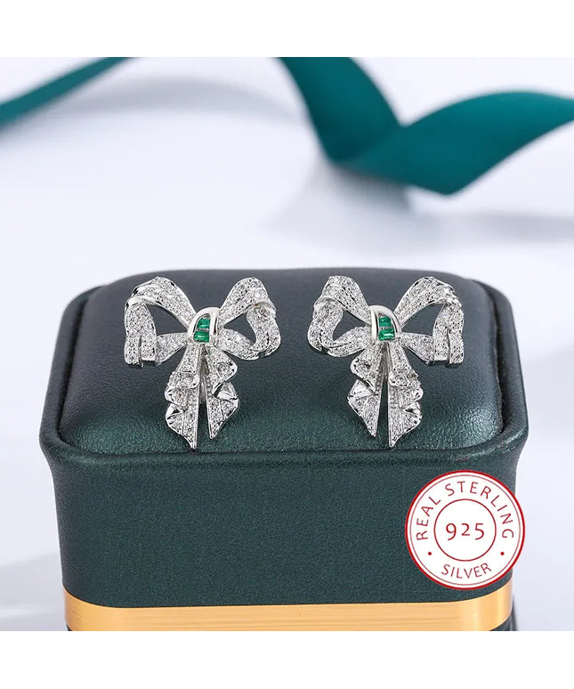 KissICON WHITE KissIcon Bow Earrings - Sparkling Zircon Jewelry For Women