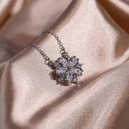 KissICON WHITE KissIcon Cherry Blossom Pendant Necklace Pink Zircon Shine