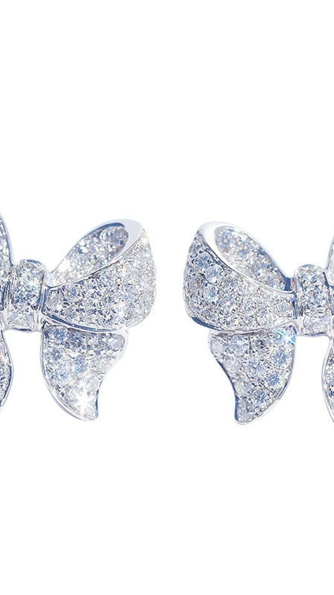 jkthpu-45 white KissIcon Elegant Zirconia Bow Studs - Romantic Shine