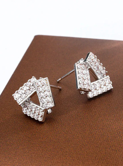 KissICON WHITE KissIcon Flash Diamond Triangle Earrings - Geometric Shine