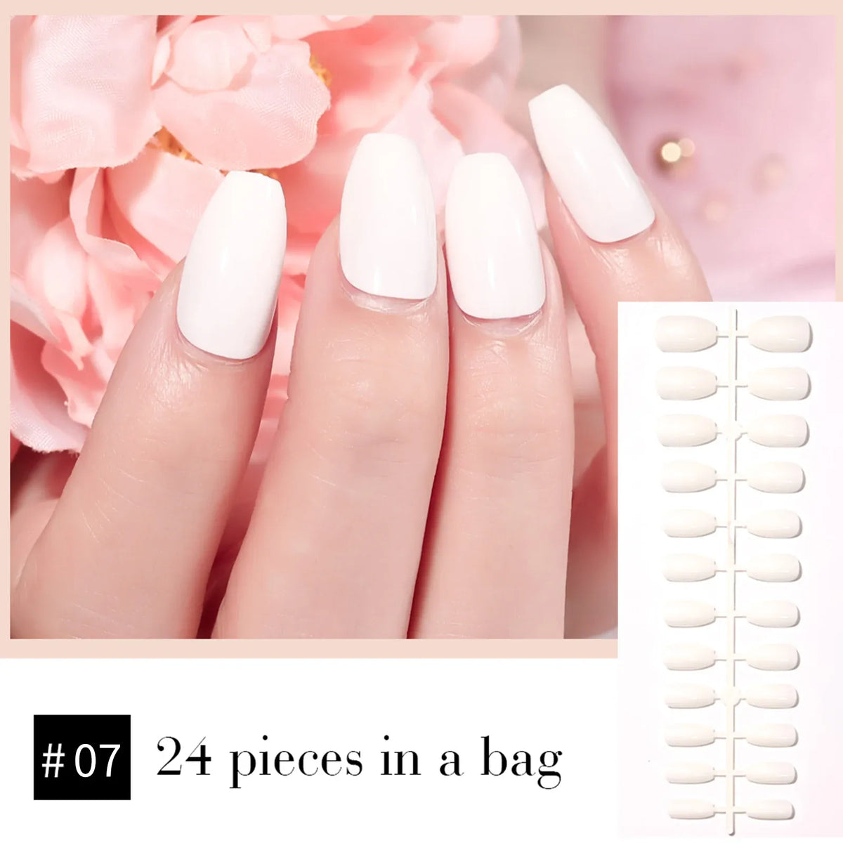 KissICON white KissIcon LULAA 24Pcs Press On Acrylic Nails Detachable