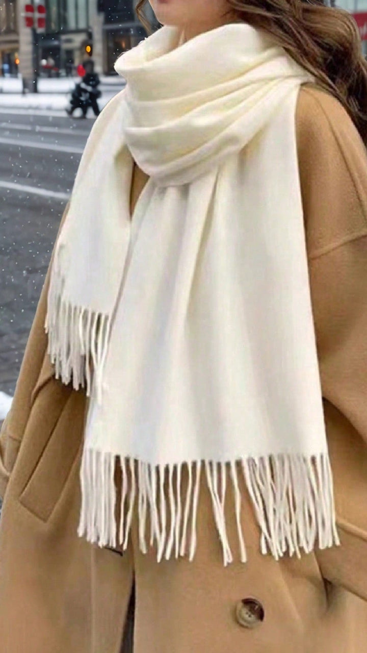 Chic Fringe Cashmere Scarf – Cozy Autumn & Winter Neck Warmer