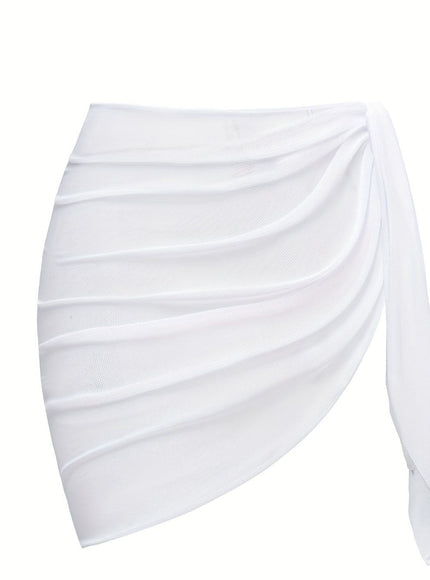 KissICON White / One-size Sheer Beach Wrap Skirt – Elasticity Resort Essential