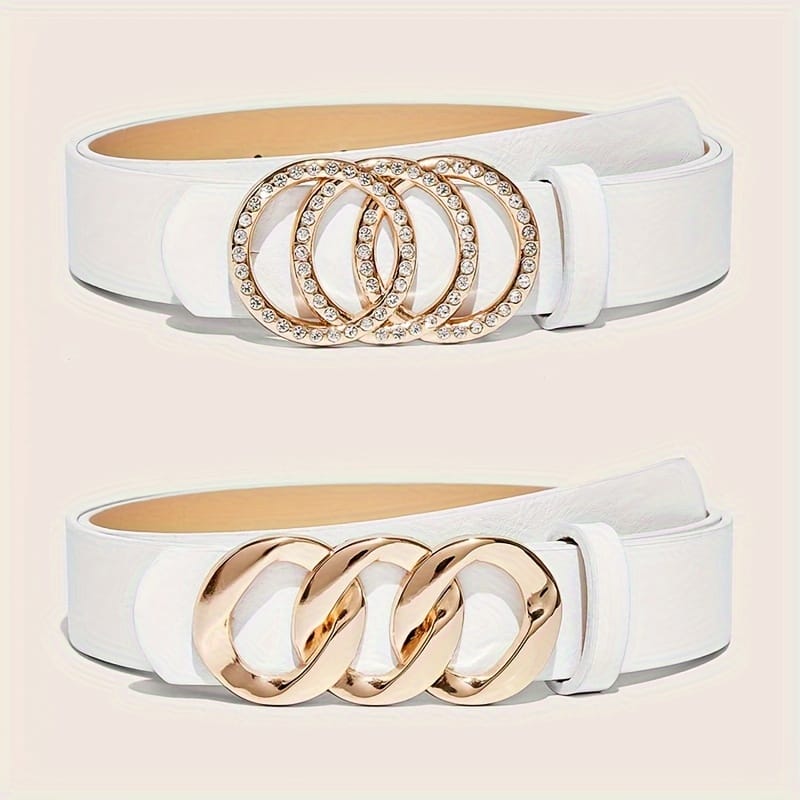 jkthpu-45 White [pack Of Two] / 3XL Plus Size Rhinestone Belt Set Style for 95125cm Waist