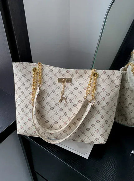 KissICON White Presbyopic Handbag – Printing Shoulder Shopping