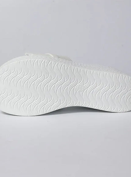 KissICON White Pu Leather Wedges Sandals for Women Summer