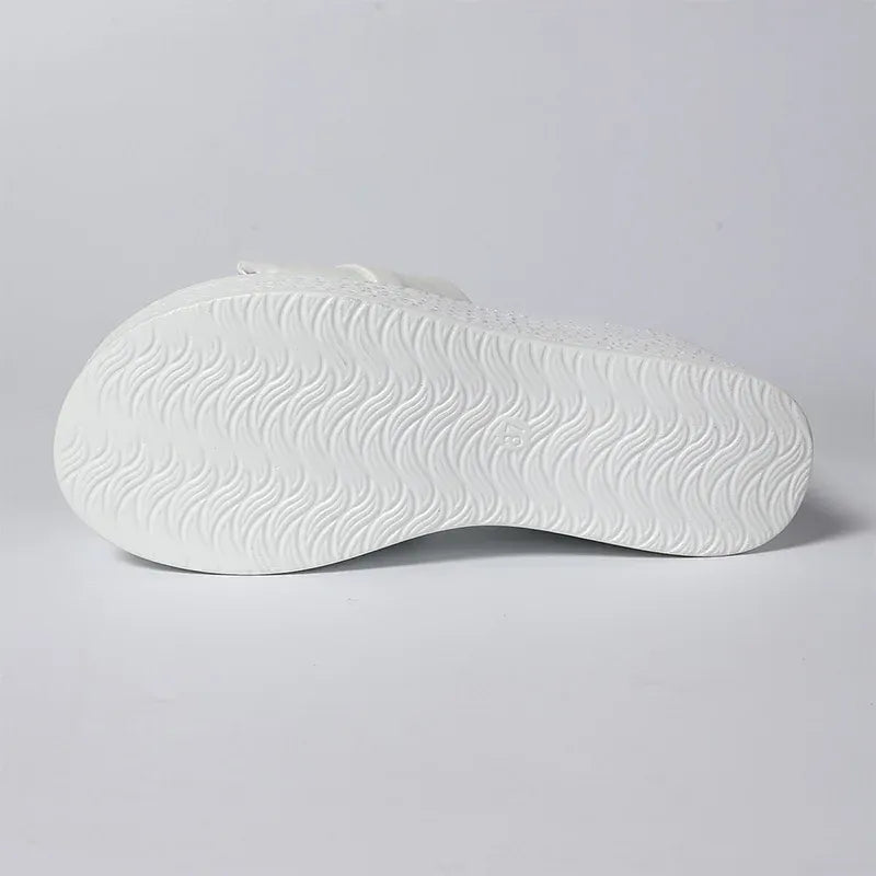 KissICON White Pu Leather Wedges Sandals for Women Summer