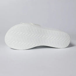 KissICON White Pu Leather Wedges Sandals for Women Summer
