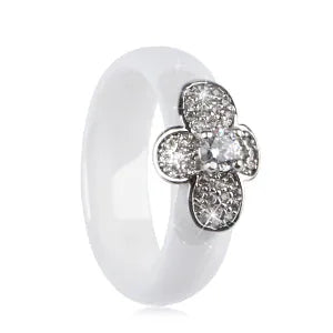 KissICON White Rings / 8 Bee Ring – Ceramic Crystal CZ