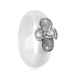 KissICON White Rings / 8 Bee Ring – Ceramic Crystal CZ