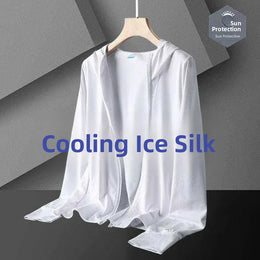 KissICON White single piece12 / 3xl recommended 70-77.5kg Mens Summer Ice Silk UV Fishing Jacket Lightweight Breathable Trendy
