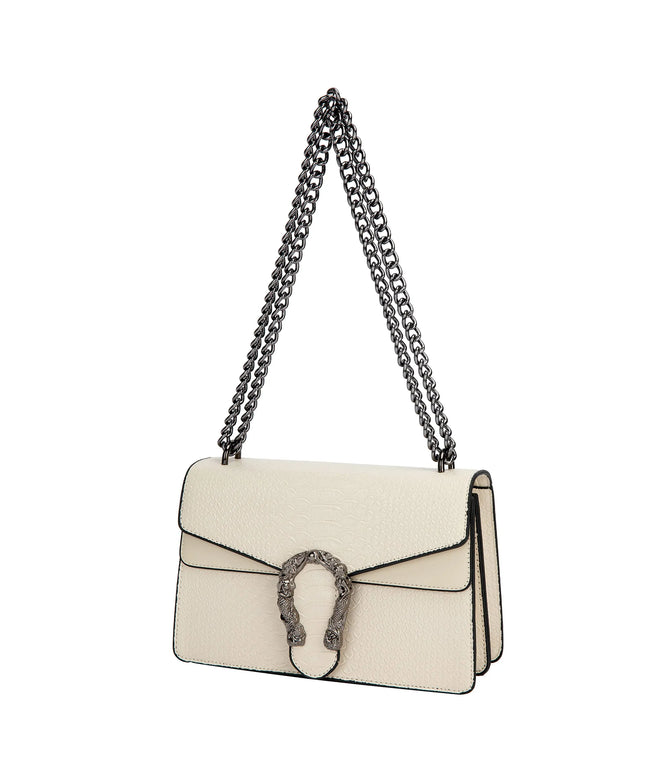 KissICON White Snake Print PU Leather Crossbody