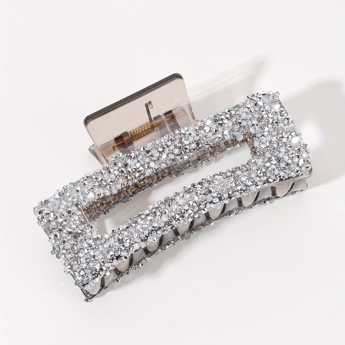 KissICON White Sparkling Rhinestone Claw Clip Large Durable Chic for All Occasions