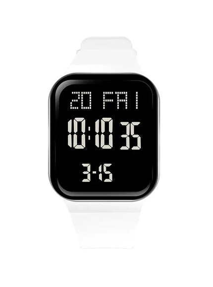 KissICON White Sport Digital Watch For Men Women Waterproof Alarm