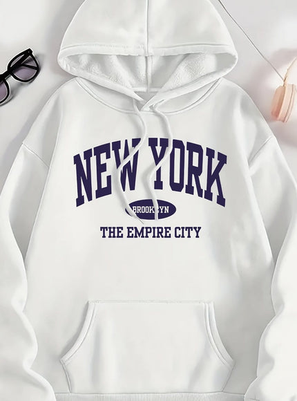 jkthpu-45 White / UK 16 1pc Women'S Plus Size Hoodie - Casual Polyester
