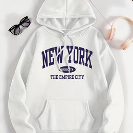 jkthpu-45 White / UK 16 1pc Women'S Plus Size Hoodie - Casual Polyester