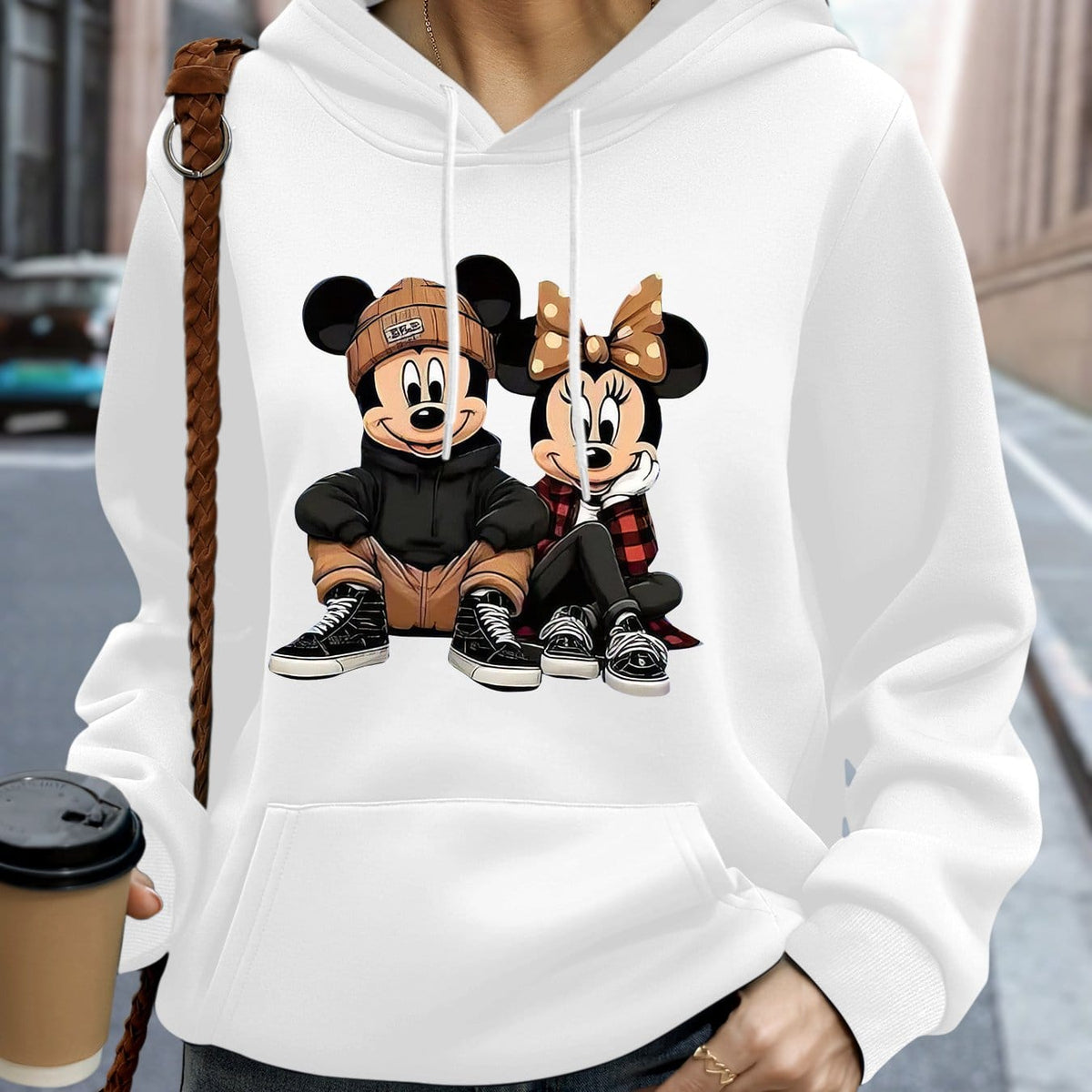 jkthpu-45 White / UK 16 Plus Size, Disney Mickey and Minnie are sitting