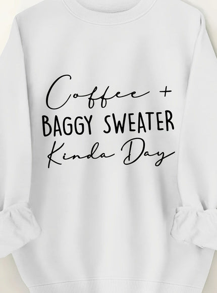 jkthpu-45 White / UK 16 Plus Size Women's Cozy Letter Print Pullover Sweatshirt