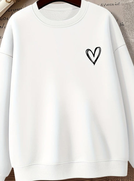 jkthpu-45 White / UK 16 Women'S Gray Crew Neck Sweatshirt with Heart Design