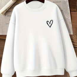 jkthpu-45 White / UK 16 Women'S Gray Crew Neck Sweatshirt with Heart Design