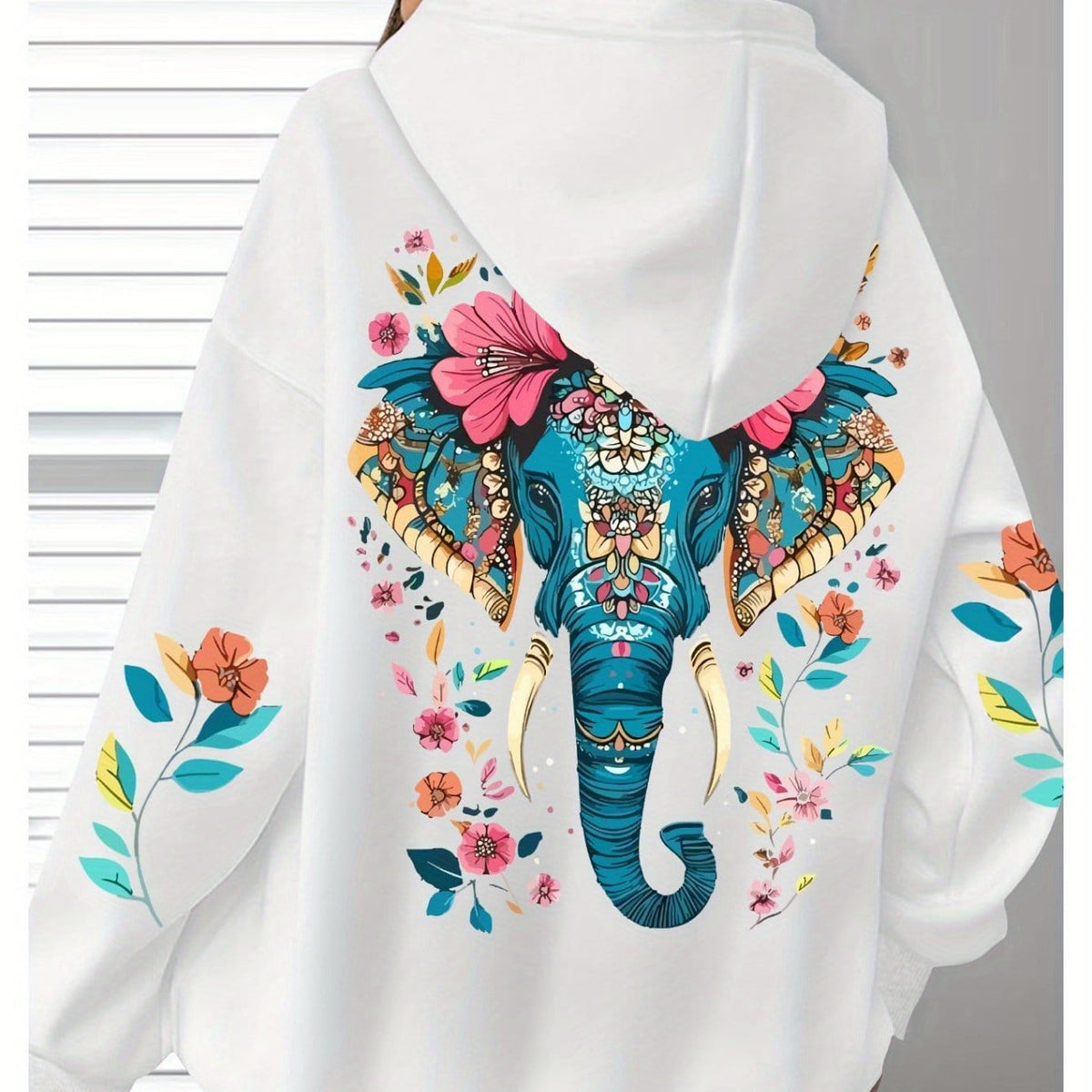 jkthpu-45 White / UK 16 Women's Oversized Hooded Sweatshirt - Soft Casual Long
