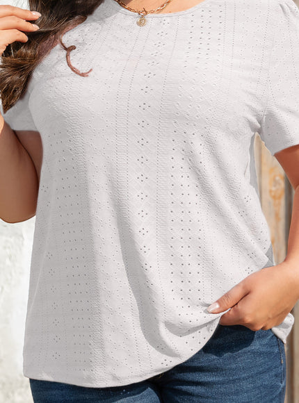 KissICON White / UK 18 Plus Size Women's Crew Neck T-Shirt - Solid Color, Smooth Polyester Knit Fabric - Medium Stretch, 170g/m² - Summer Casual Wear | Elegant Style | Machine Washable