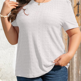 KissICON White / UK 18 Plus Size Women's Crew Neck T-Shirt - Solid Color, Smooth Polyester Knit Fabric - Medium Stretch, 170g/m² - Summer Casual Wear | Elegant Style | Machine Washable