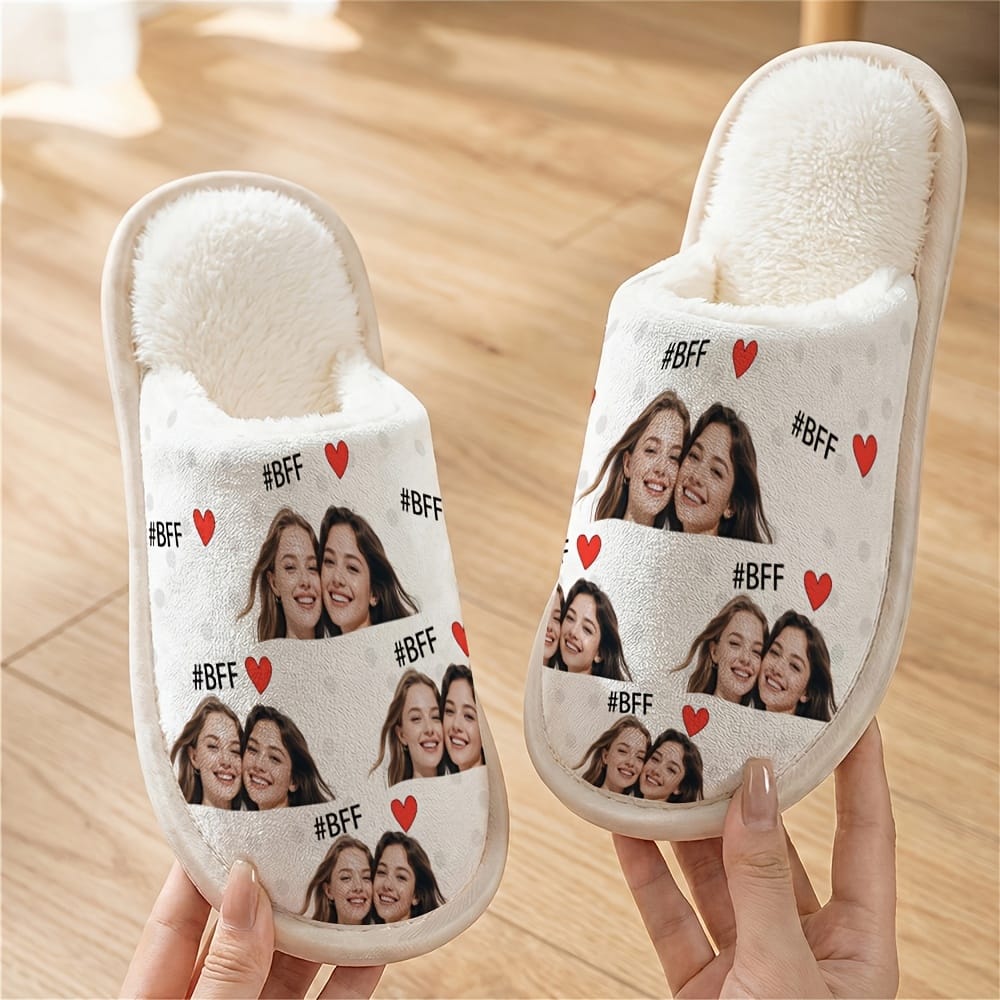 KissICON White / UK 2.5-3 Custom Photo Slippers Your Face Uniquely Yours