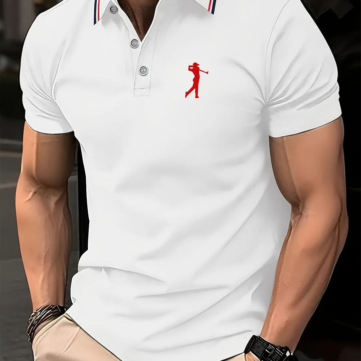 SpringSummer Mens Printed ShortSleeve Golf Shirt