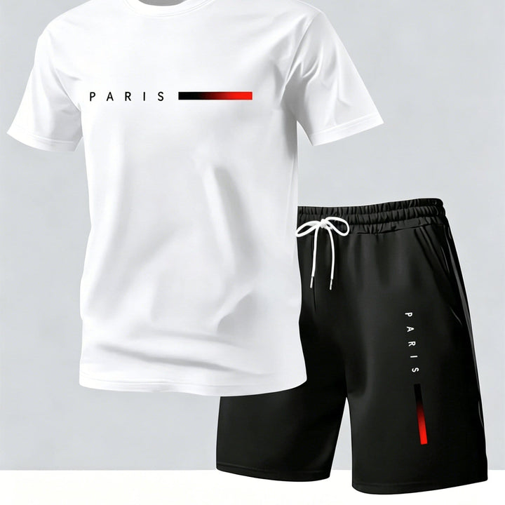 Paris Print Mens Summer TShirt  Shorts Set