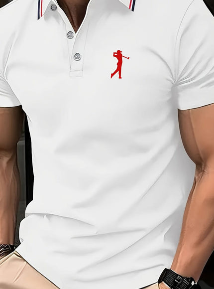 KissICON White / UK 42 SpringSummer Mens Printed ShortSleeve Golf Shirt