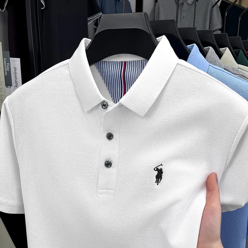 KissICON WHITE / XXL Luxury Cotton Polo Pony Embroidery Summer Business Golf Top