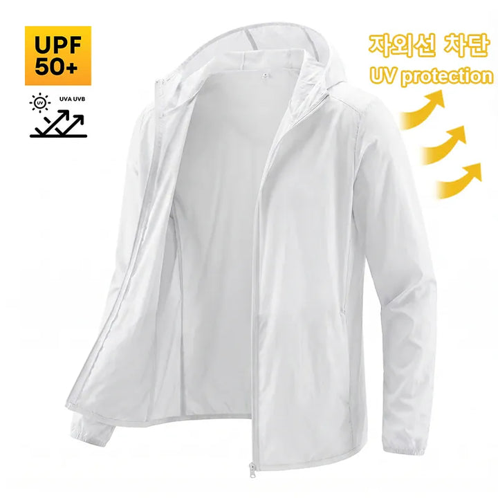 Mens Breathable UV Protection Summer Cycling Hooded Jacket