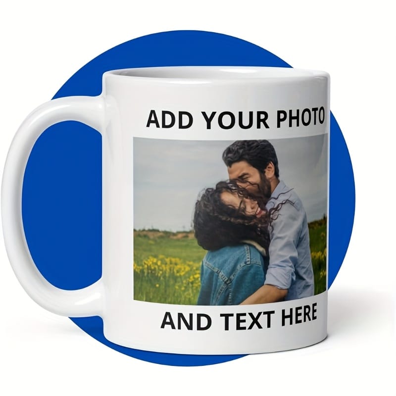 KissICON White Your Photo  Text Custom Coffee Mug Gift