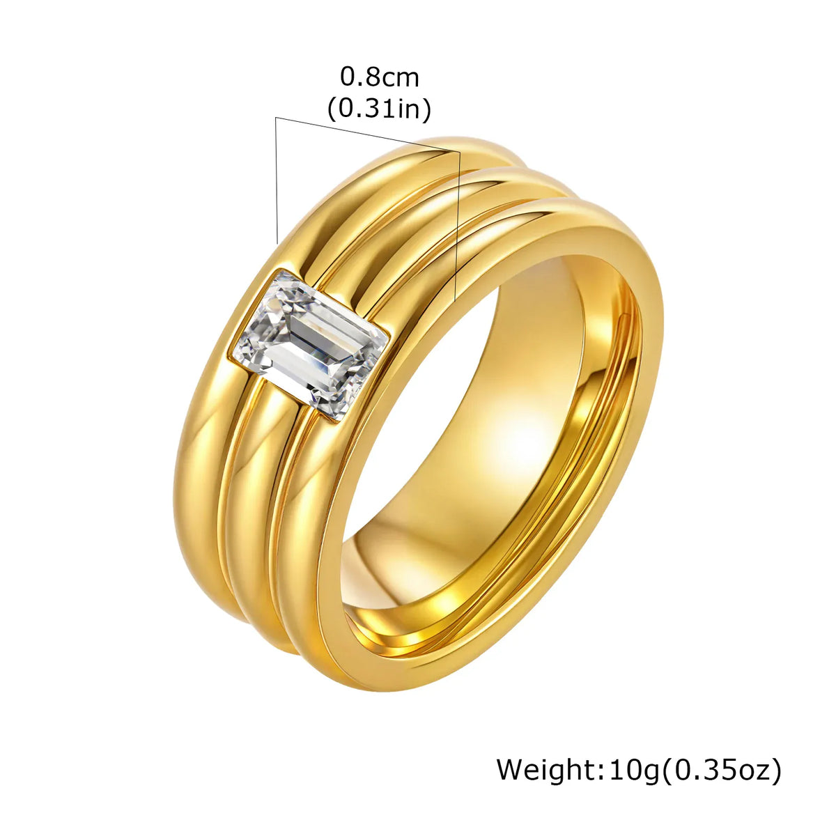 KissICON White Zircon Wedding Ring – Gold Plated Steel