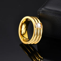 KissICON White Zircon Wedding Ring – Gold Plated Steel