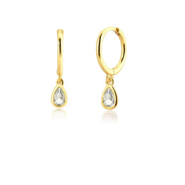 KissICON Wholesale 2025 Fashion Water Drop Zircon Hoop Earrings for Women Wedding Party  Simple Style Jewelry Pendientes Accessories Gift