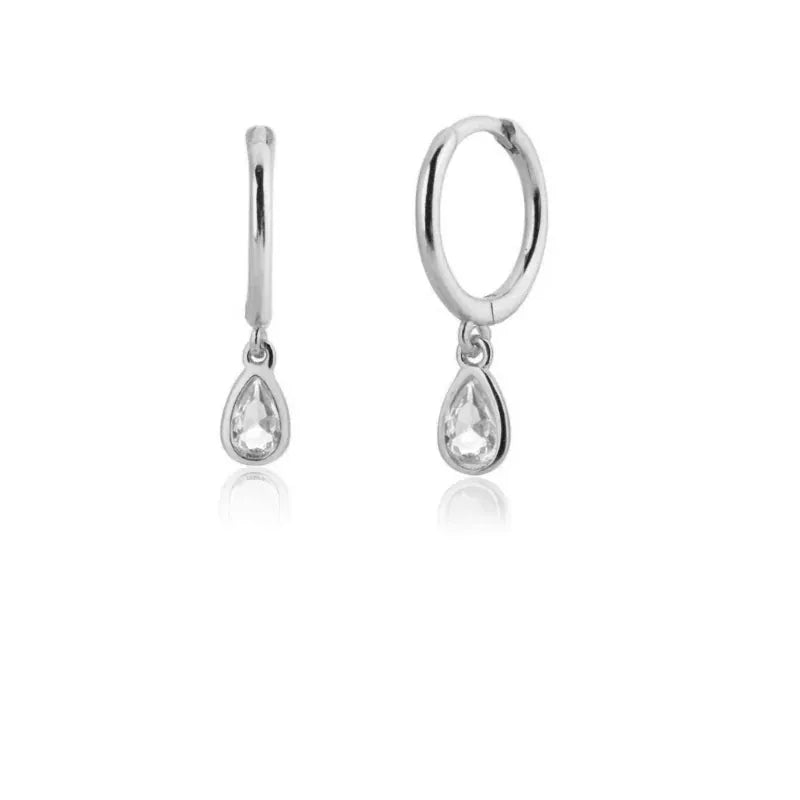 KissICON Wholesale 2025 Fashion Water Drop Zircon Hoop Earrings for Women Wedding Party  Simple Style Jewelry Pendientes Accessories Gift