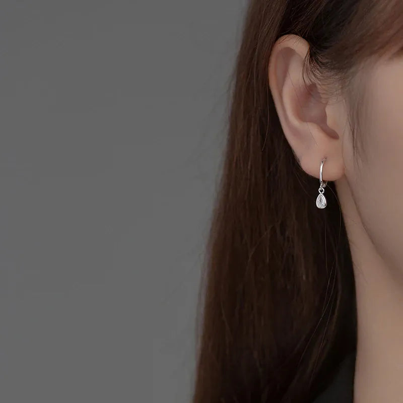 KissICON Wholesale 2025 Fashion Water Drop Zircon Hoop Earrings for Women Wedding Party  Simple Style Jewelry Pendientes Accessories Gift