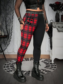 KissICON Whyspr Plus Size Punk Plaid LaceUp Leggings