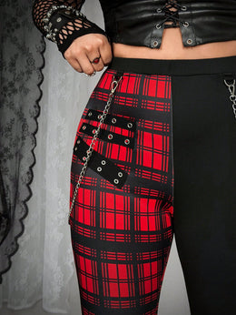 KissICON Whyspr Plus Size Punk Plaid LaceUp Leggings