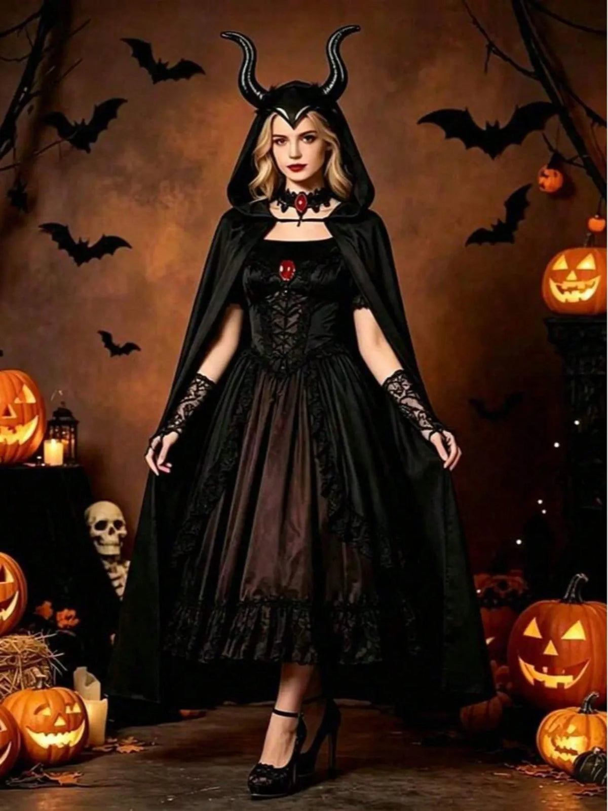 KissICON Wicked Queen Devil Horns and Wings Halloween Costume Set