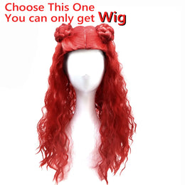 KissICON Wig Wig Wig / 7-8T(TAG 140) 2026 Movie Descendant Red Role Playing Costume 3PCS Suit Coat+Dress+Flared Pants Halloween Girls The Rising of Red Clothing Set